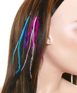 Feather Hair Extension Multi Colored Three Strand New