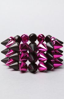 Accessories Boutique The Big Spike Elastic Bracelet in Black and Pink