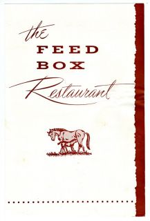 Feed Box Restaurant Menu Napkin Roanoke Virginia 1960s Lakeview Motor