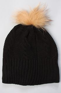 Plush The Faux Fur Pom Pom Hat in Black