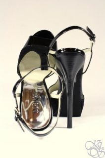Michael Kors Felicia T Strap Black Suede / Patent Stiletto Pumps Shoes