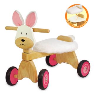Kids Wooden Ride On Tricycle Rabbit Ride On Baby Activity Walking Toy