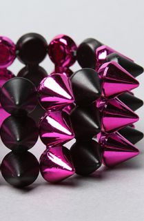 Accessories Boutique The Big Spike Elastic Bracelet in Black and Pink