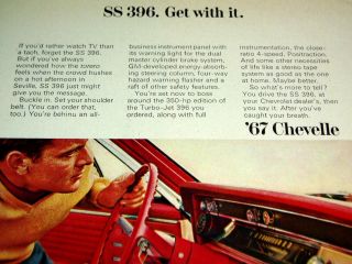  SS 396 Print Ad Poster Sign 427 396 V8 Engine Malibu 1966