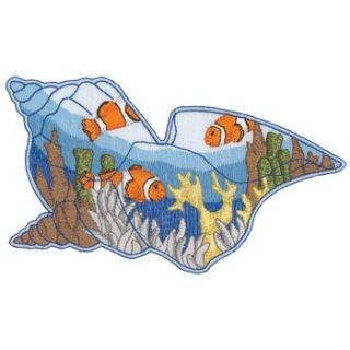  FISH IN SEA SHELL SCENE Embroidered Hand & BathTowels   1 or 2 Towels