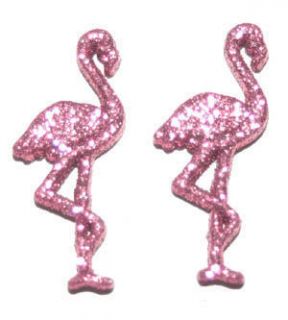 Glitter Pink Flamingo Stud Earrings S237