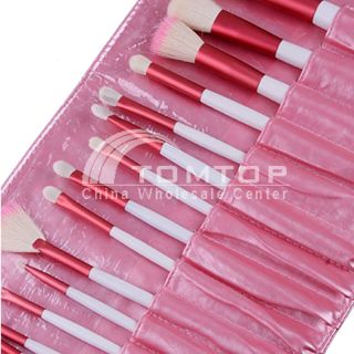 18 Pcs Eyeshadow Brusher Makeup Brush Set Kit Case Pink