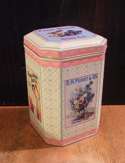 Sweet D.M. Ferry Seed Co Tin Box Pink Details Ferry Morse Ferry Morse