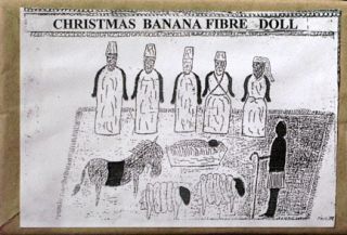 Charming Banana Fiber African Nativity Scene Creche Set