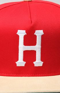 HUF The Big H Snapback Hat in Red Tan