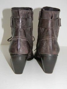 Fidji Distressed Brown Leather Lace Up Ankle Boots Shoes Sz 37 6 5 7