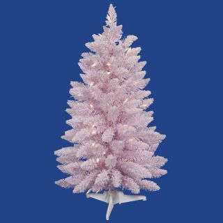 Pre Lit Flocked Cupcake Pink Artificial Christmas Tree Clear LED