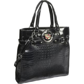 Handbags Ashley M Cadillac Croc Embossed Tote Black 