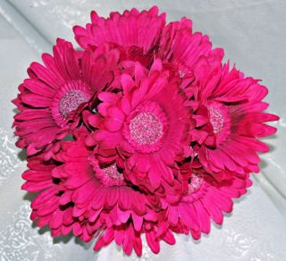 Fuchsia Hot Pink Gerber Gerbera Daisies Bridal Bouquet Silk Wedding