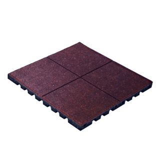Playfall Rubber Playground Safety Tile   Package of 5 Tiles Red 1.75