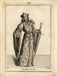 Antique Print Floris III Netherlands Langendyk 1745