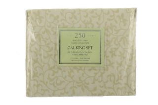 Fine Linens New Tan Floral Print Cotton 250TC 4 PC Sheet Set Bedding