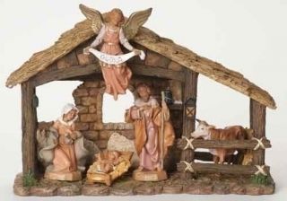 Fontanini 5 PC Figure Set with Resin Stable Nativity Village