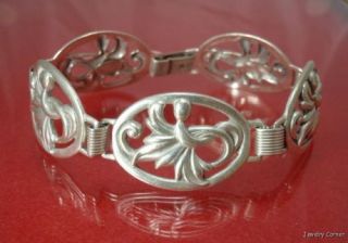   Danecraft Art Nouveau Style Lily Flower Sterling Silver Bracelet