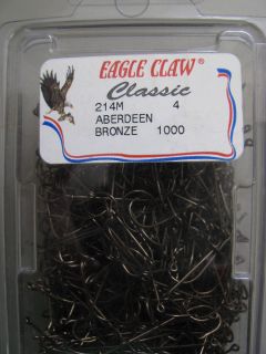 Eagle Claw Fish Hooks Aberdeen Bronze Sz 4 1000ct 214M