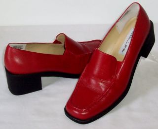  Shoes Loafers RED Leather Farah Heels Sporty Elastic Gore Sz 10 M NICE
