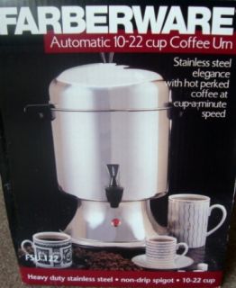 Farberware Stainless Steel 22 Cups Coffee Maker Urn Model FSU 122 New
