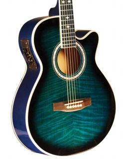New Indiana Blue Sunburst Flame Spruce Top Acoustic Electric Guitar