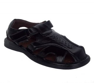 Veeko FL6112 Mens Black Comfort Velcro Fisherman Sandals