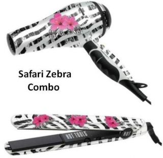 Hot Tools Safari Zebra Hair Dryer And 1 Flat Iron Combo NEW