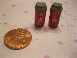 BARBIE DOLL HOUSE FOOD DRINK KITCHEN LITTLES ITEMS 2 CANS WITH TAB TOP