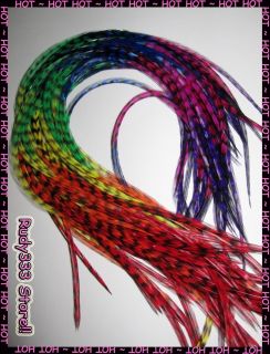 Feather Hair Extensions Bright Color Multicolor Rainbow