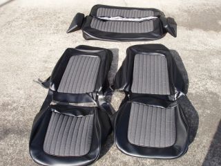 Early Ford Bronco Seat Covers Black Grey cloth inserts front and rear