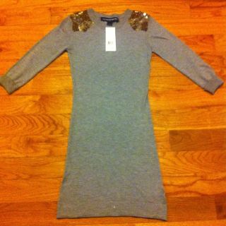 NWT French Connection Size 2 XS Dress. Grey Cashmere Blend Knit MSRP $