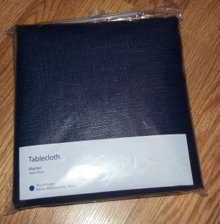   Package Navy Blue Flannel Backed Vinyl Type 70 Inch Round Tablecloth