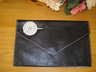 Felix Rey Buttery Soft Black Leather Envelope Clutch