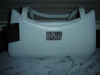 Fellini White Leather Zebra Handbag Purse New with Tag