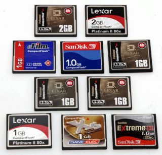 10 Assorted 1GB CF Compact Flash Cards