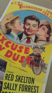 Excuse My Dust Movie Poster Insert 1951 Original Folded 14x36 Red