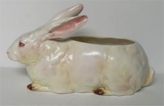 Vtg Lefton China Ceramic Rabbit Planter H2221 White Pink Easter Bunny