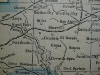 Original 1909 Railroad Map Texas San Antonio El Paso Houston Dallas
