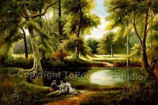 Romantic Forest Lake Original Canvas Art Oil Painting