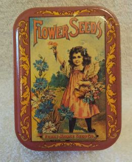 Vintage Ferry Morse Seed Co Flower Seeds Tin with Little Girl on Lid