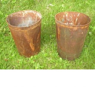 Vintage Maple Syrup 2 Tin Sap Buckets Original Old Great Flowering