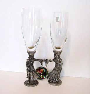 Pewter Crystal Champagne Wedding Flutes Fellowship Foundry Romeo