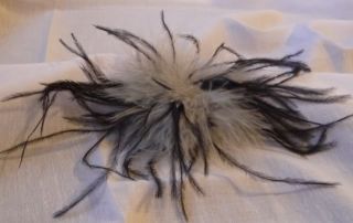 Ostrich Feather Flower Lapel Pin Brooch Gray Black