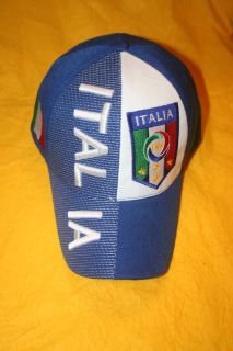 Italia Blue Embossed FIFA World Cup Hat Cap Italy New