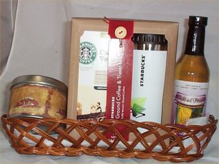 Starbucks Coffee & Travel Mug Gift basket Chocolate Candy Coffee Syrup