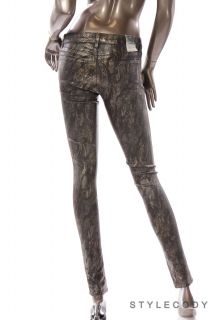 Brand New Womens Snake Lowrise Legging Super Skinny Jeans Graygold