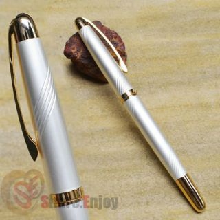 jinhao 602 white and golden fine hooded nib fountain pen