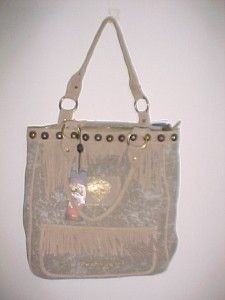 ed hardy finly bofin 6204 suede fringed bag nwt $ 245